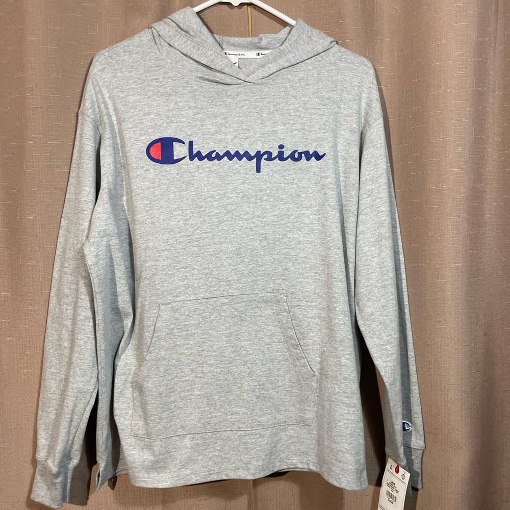 NWT Champion Women Large Heather Gray Hoodie with Logo